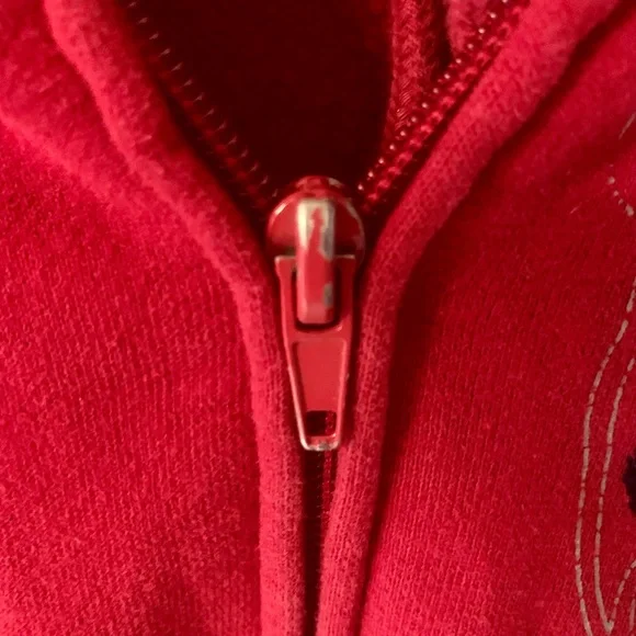 Coors Light red full zip up Hoodie M Sweatshirt Jacket Coors appliqué detail - Picture 4 of 6
